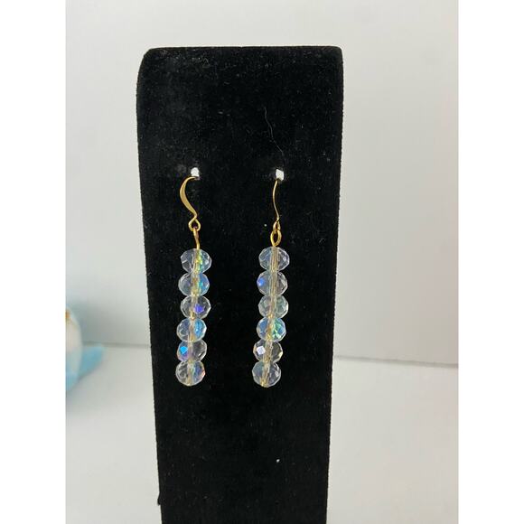 Clear sparkly glass bead earrings - Picture 1 of 4